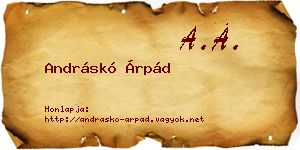 Andráskó Árpád névjegykártya