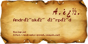 Andráskó Árpád névjegykártya